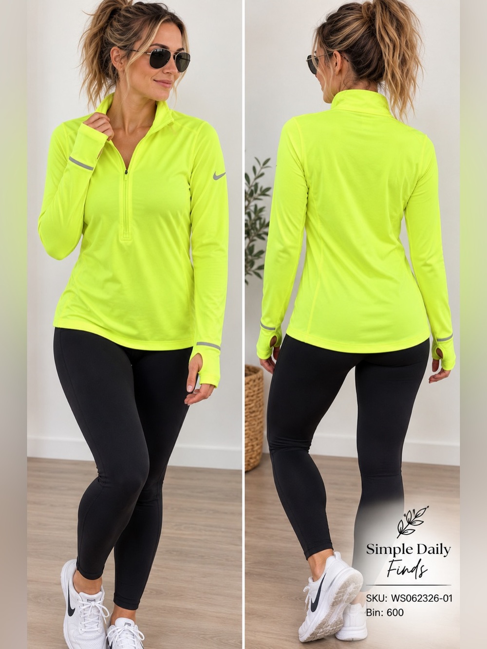 Nike Pro Women’s L Volt Dri-FIT Half Zip Running Pullover Thumbholes